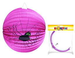Obrázek produktu: Lampion koule 25 cm fialový s pavoukem Halloween