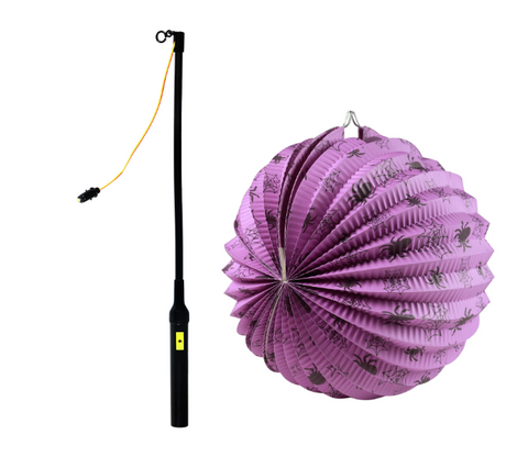 Obrázek produktu: Lampion pavouk Halloween 25 cm se svítící hůlkou 40 cm