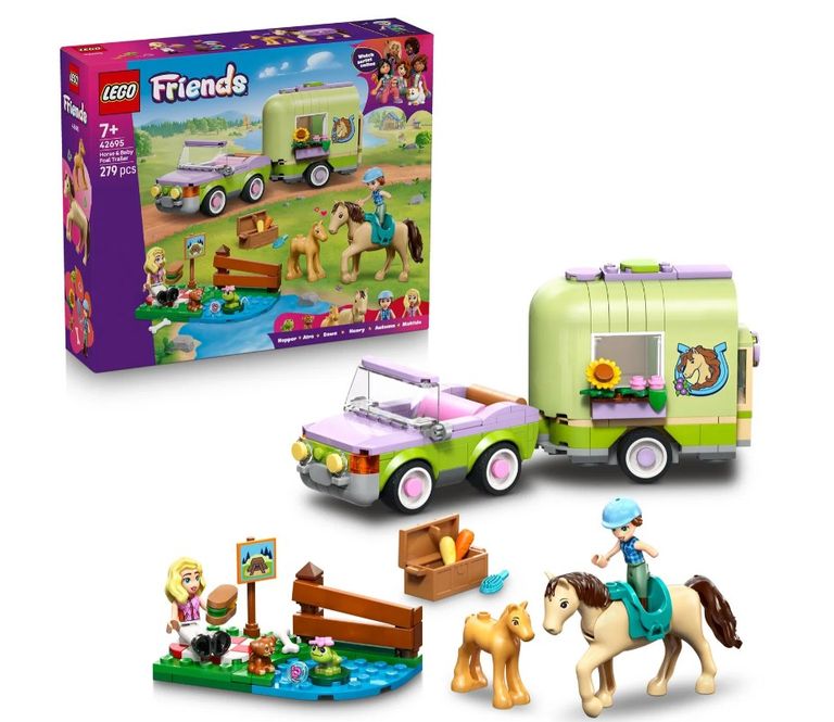 Levně LEGO® Friends 42695 Přívěs s koněm a hříbětem