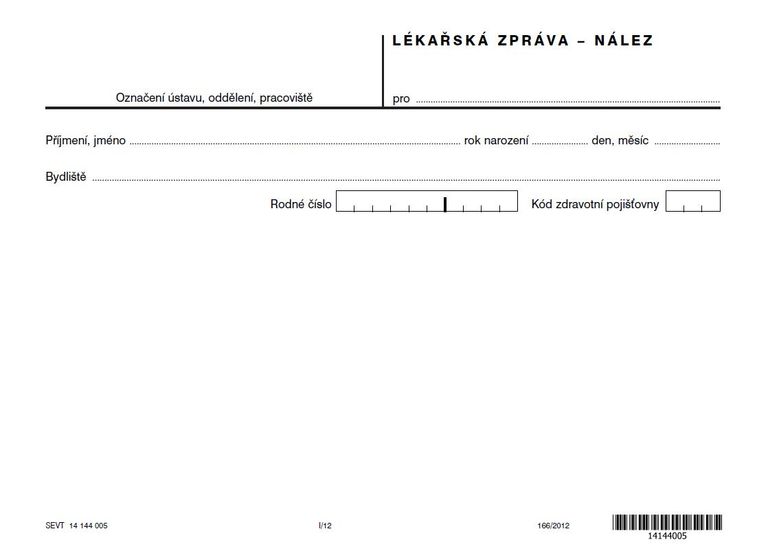 Lékařská zpráva - nález