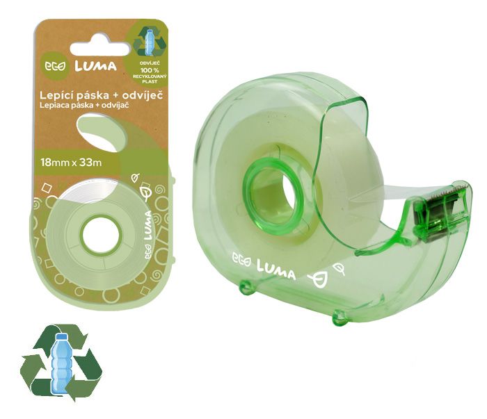 Lepicí páska s odvíječem ECO LUMA 18 mm × 33 m - transparentní