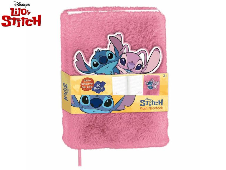 Plyšový zápisník Lilo & Stitch – růžový, 80 listů