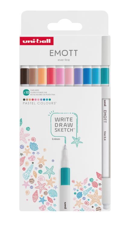 Liner UNI EMOTT 0,4 mm - sada 10 barev PASTEL