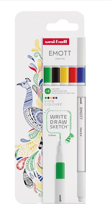 Obrázek produktu: Liner UNI EMOTT 0,4 mm - sada 5 barev VIVID