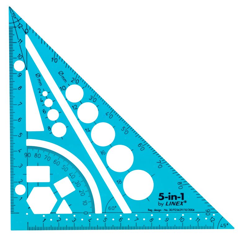 LINEX Multifunkční pravítko trojúhelník 5 v 1 - sv.modrá