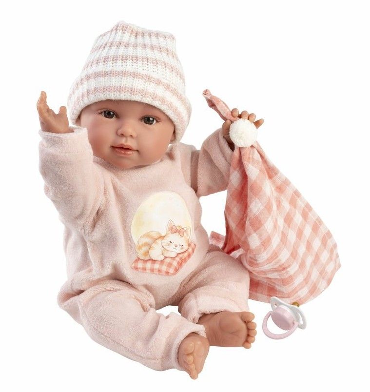 Llorens 63812 NEW BORN - realistická panenka miminko se zvuky a měkkým látkovým tělem - 38 cm