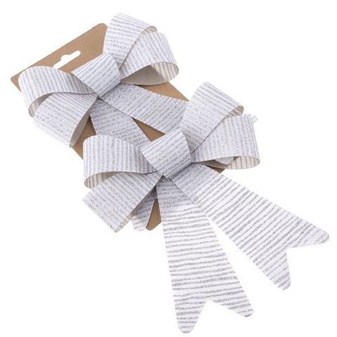 Obrázek produktu: Mašle střední - stříbrný pruh - 2 ks