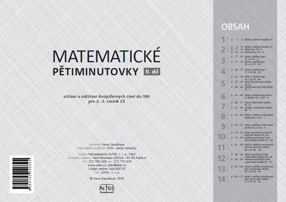 Matematické pětiminutovky II - soubor pro celou třídu