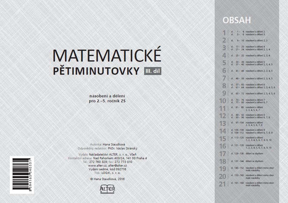 Matematické pětiminutovky III - soubor pro celou třídu
