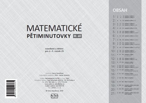 Obrázek produktu: Matematické pětiminutovky III - soubor pro celou třídu