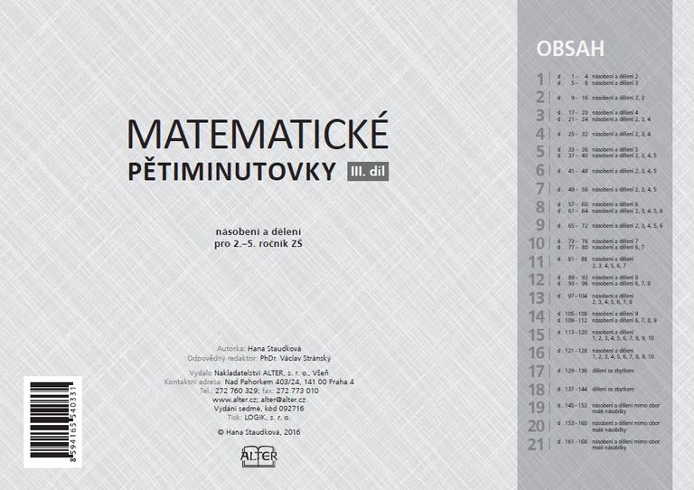 Levně Matematické pětiminutovky III - soubor pro celou třídu
