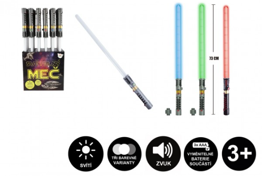 Meč světelný vesmírný plast 73 cm, mix barev