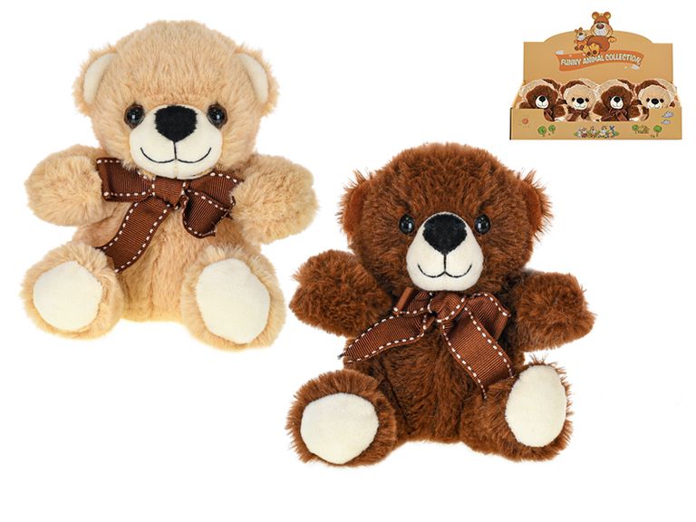 Medvěd plyšový 15 cm sedící s mašlí, mix