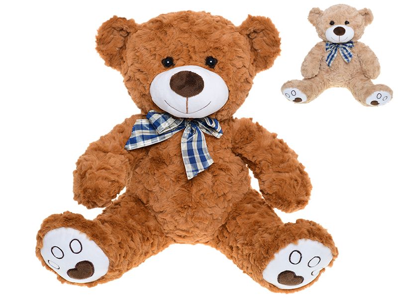 Medvěd plyšový 30 cm sedící s mašlí, mix barev