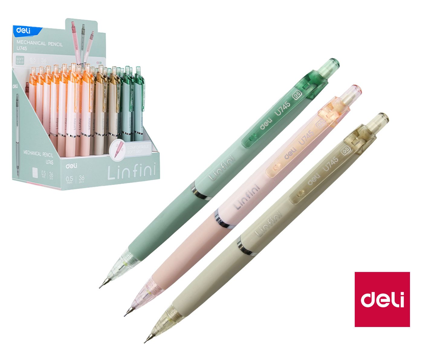 Mikrotužka DELI EU745 0,5 mm - mix pastelových barev