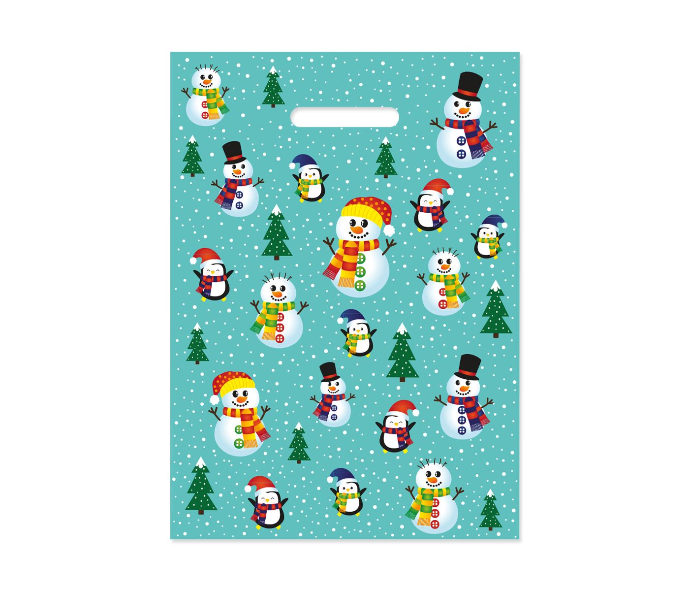 Mikulášská taška 25 × 35 cm bílá - Sněhuláci