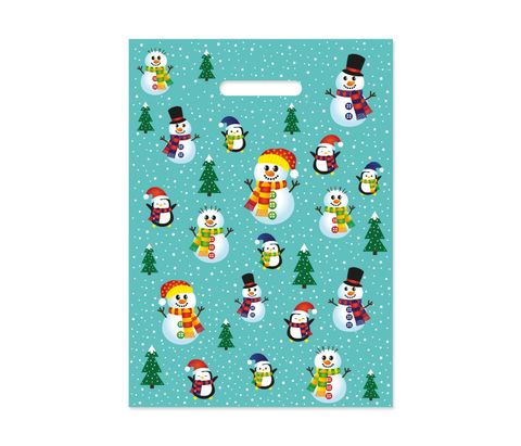 Obrázek produktu: Mikulášská taška 25 × 35 cm bílá - Sněhuláci