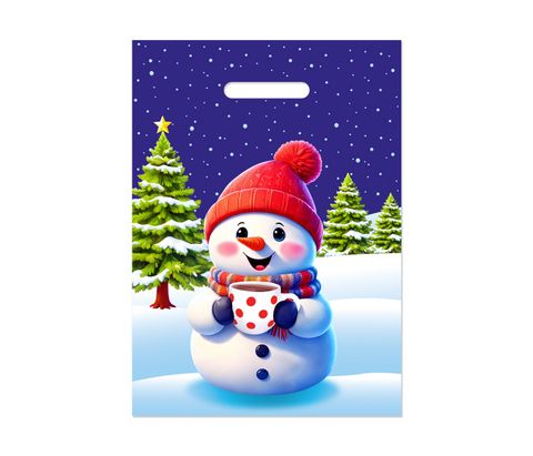 Obrázek produktu: Mikulášská taška 25 × 35 cm bílá - Sněhulák