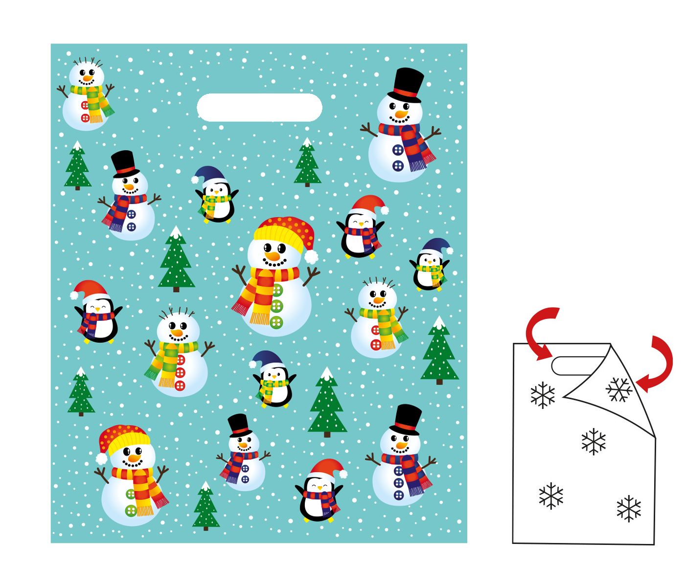 Mikulášská taška 30 × 36 cm - Sněhuláci