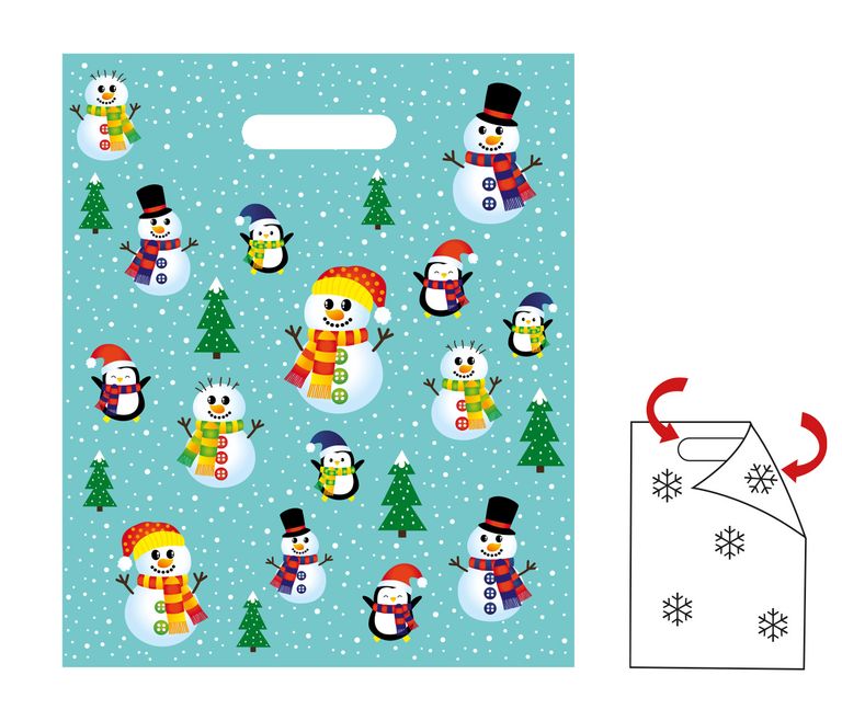 Mikulášská taška 30 × 36 cm - Sněhuláci