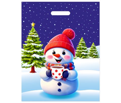 Obrázek produktu: Mikulášská taška 36 × 46 cm bílá - Sněhulák