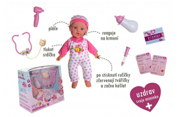 Obrázek produktu: Miminko nemocné měkké tělo 36 cm plast s doplňky na baterie se zvukem a se světlem