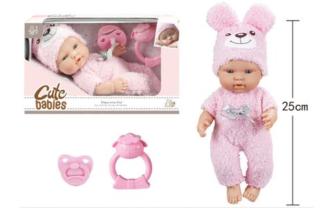 Obrázek produktu: Miminko s dudlíkem a chrastítkem 25 cm pevné tělo