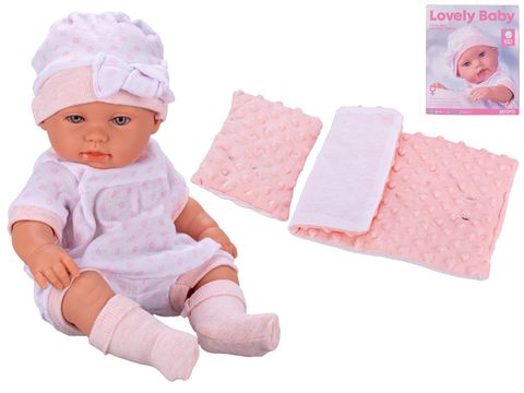 Obrázek produktu: Miminko tvrdé tělo 33 cm růžové s peřinkami