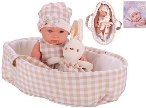 Obrázek produktu: Miminko tvrdé tělo 33 cm s nosítkem pro miminka a zajíčkem