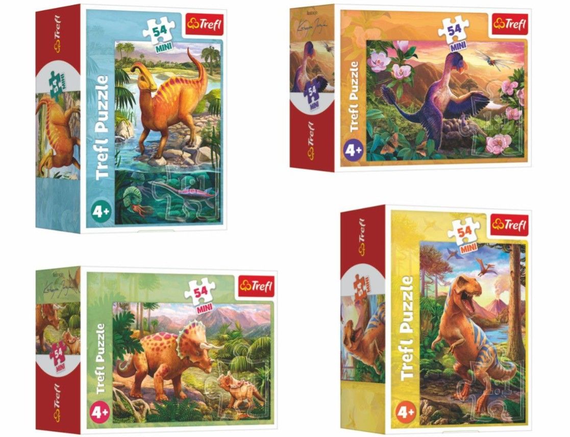 Minipuzzle 54 dílků Dinosauři, mix druhů
