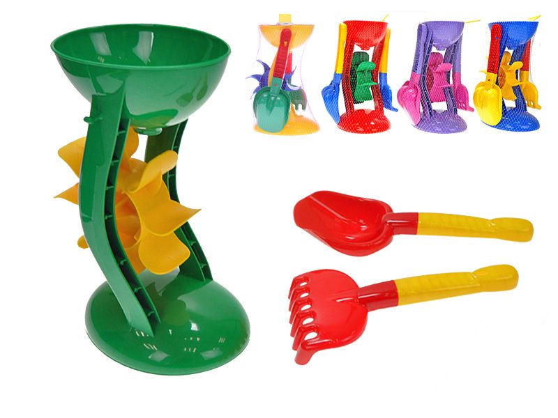 Mlýnek 26cm + lopatka a hrabičky, mix barev