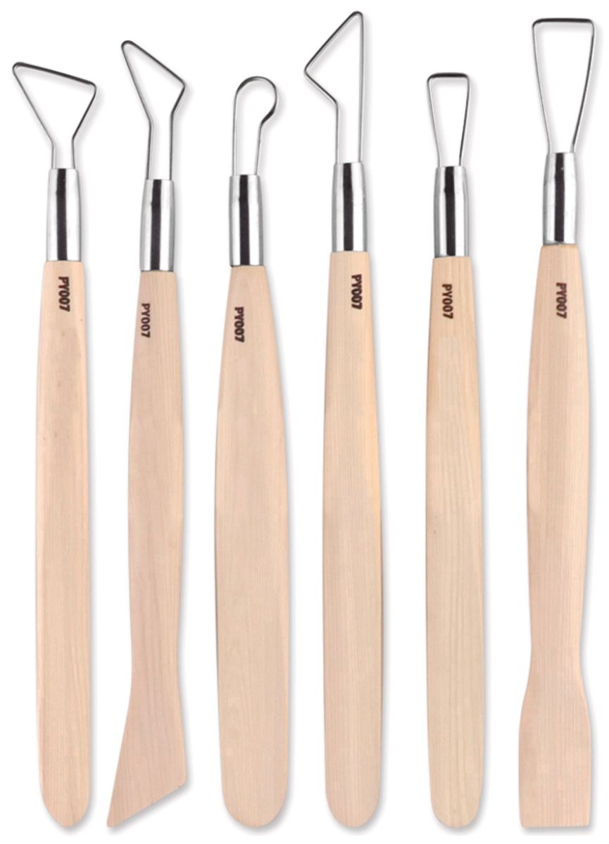 Modelovací dlátka s očky, dřevéná - 6 ks