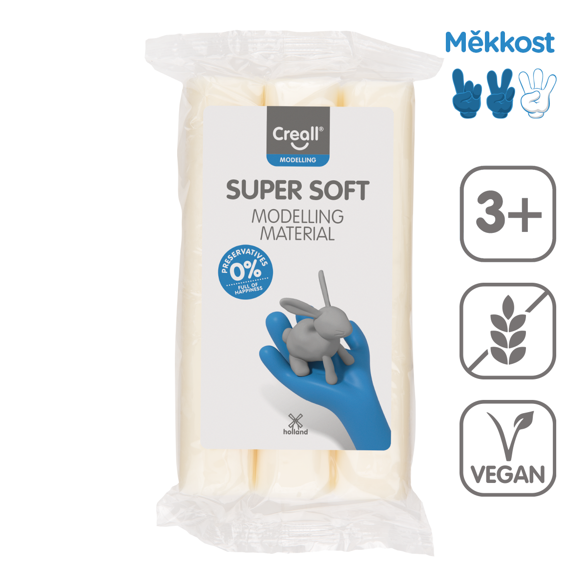 Modelovací hmota Creall Super soft, 500 g, bílá