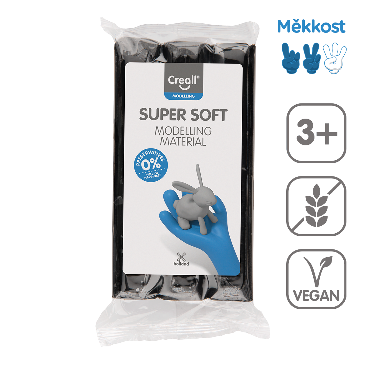 Modelovací hmota Creall Super soft, 500 g, černá