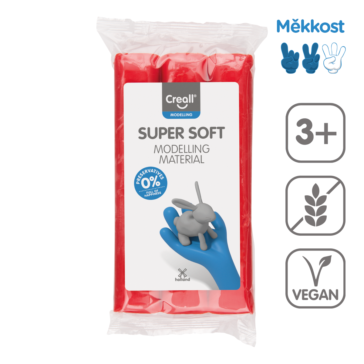 Modelovací hmota Creall Super soft, 500 g, červená