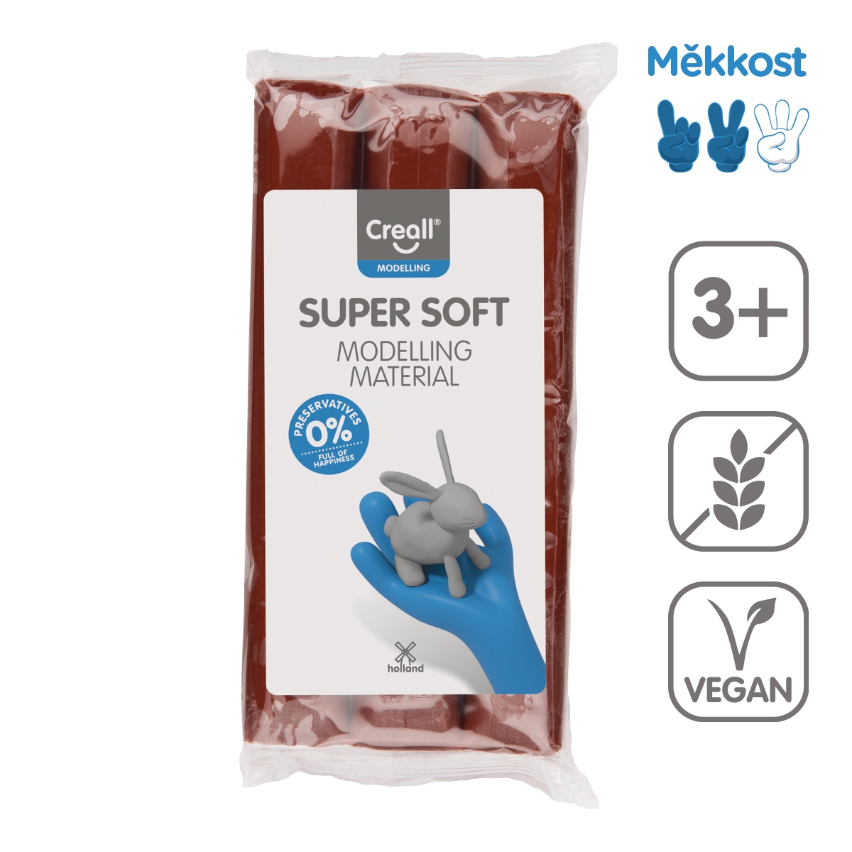 Modelovací hmota Creall Super soft, 500 g, hnědá