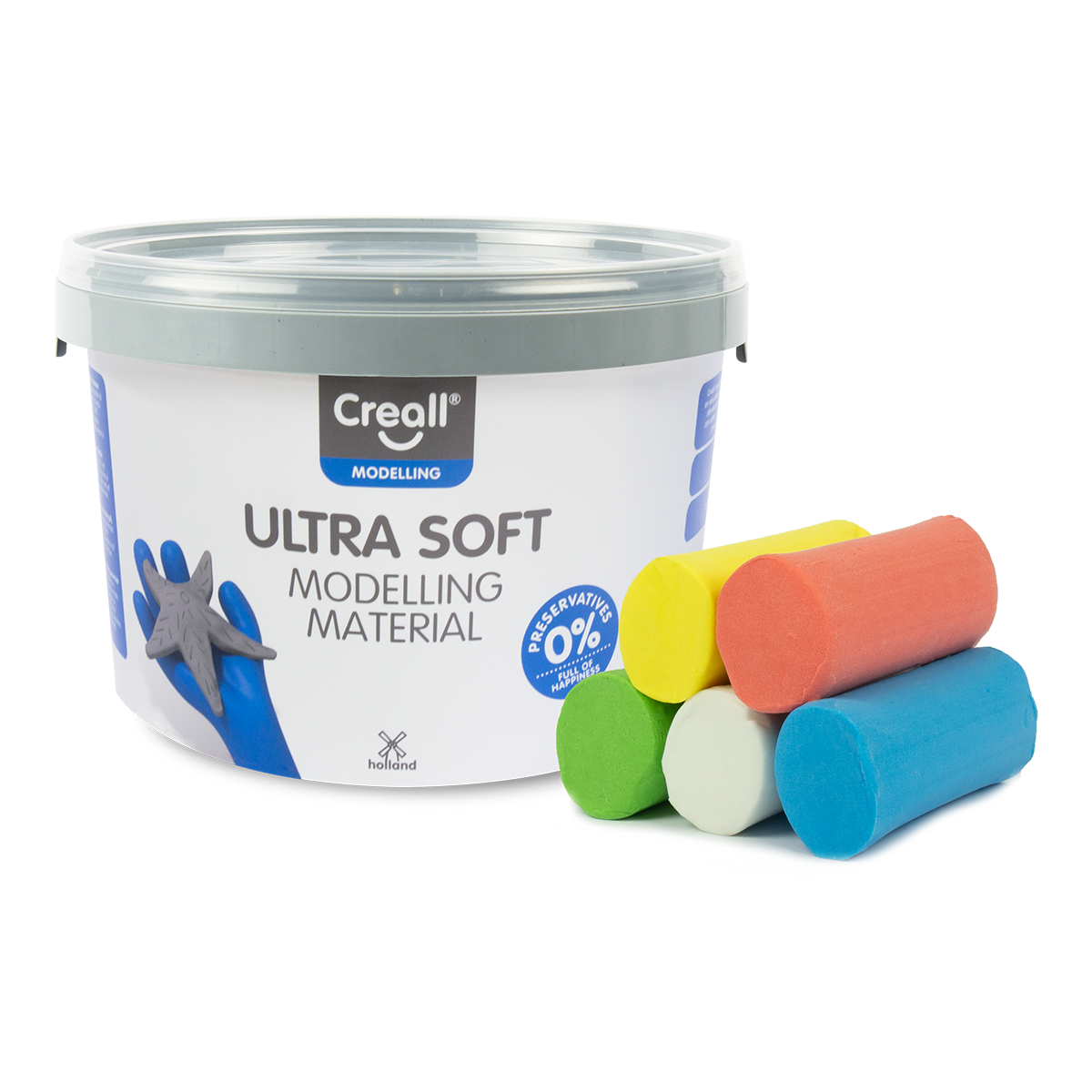 Modelovací hmota Creall Ultra soft, 5 × 220 g, kelímek, mix barev