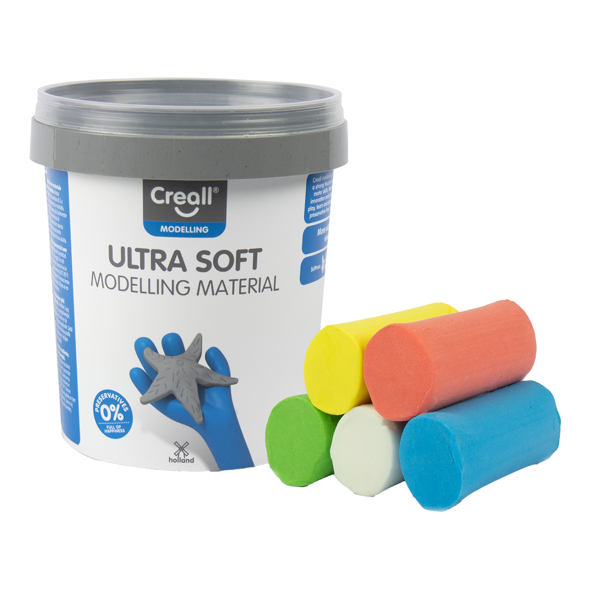 Modelovací hmota Creall Ultra soft, 5 × 60 g, kelímek, mix barev