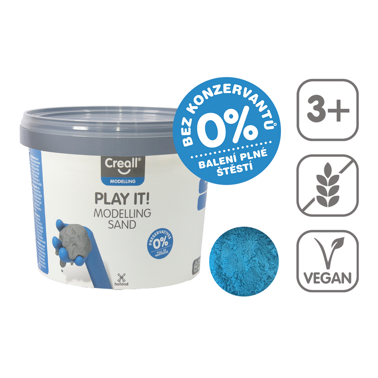 Modelovací písek Creall Play it!, 750 g - kelímek - modrý