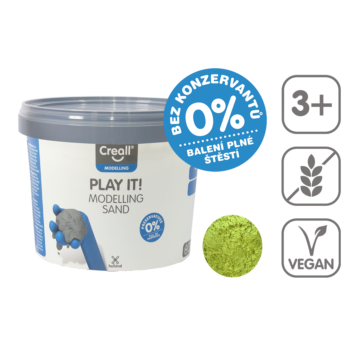 Modelovací písek Creall Play it!, 750 g - kelímek - žlutý