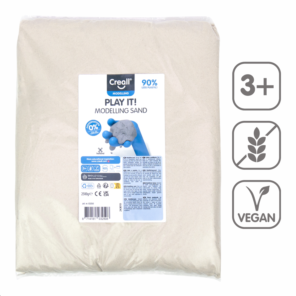 Modelovací písek Creall Playt it!, 2500 g - náhradní náplň - přírodní