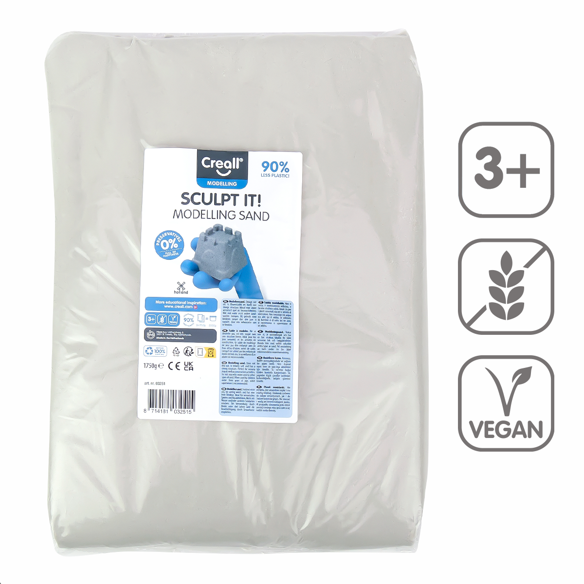 Modelovací písek Creall Sculpt it!, 1750 g - náhradní náplň - přírodní