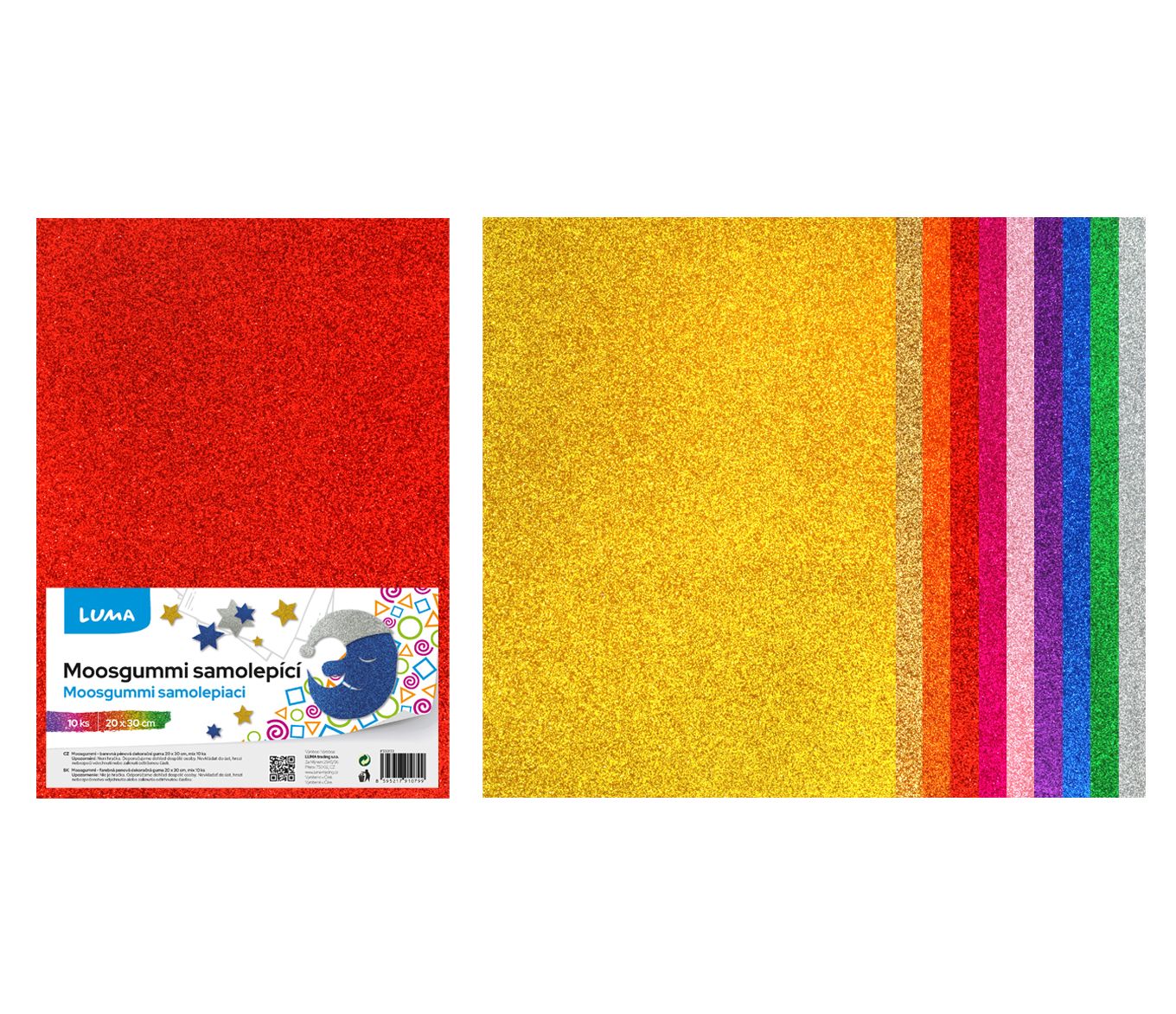 MOOSGUMMI A4 mix GLITR samolepící LUMA, 10 ks