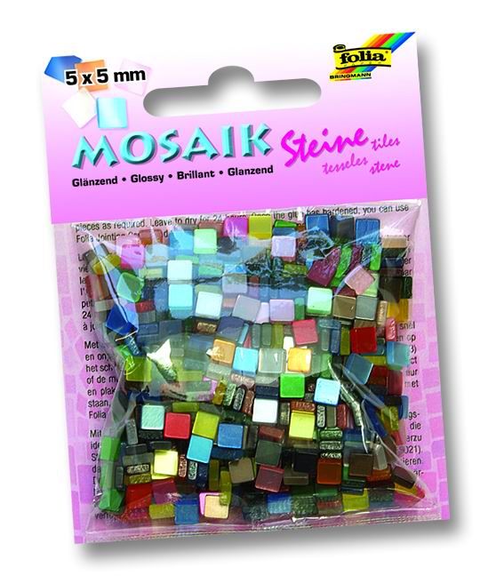 Mozaikové kamínky 5 × 5 mm - blýskavé - mix 20 lesklých barev