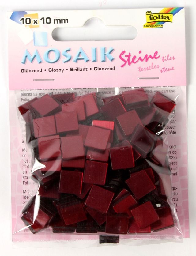 Mozaikové kamínky - blýskavé - barva tmavě červená