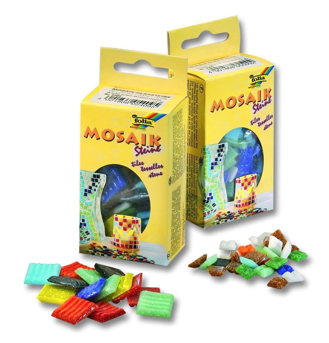 Mozaikové kamínky - skleněné - 5 balení v sadě (mix 10 barev, 1500 ks)