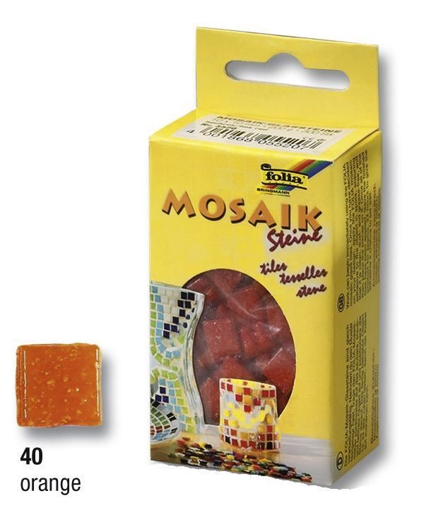 Mozaikové kamínky - skleněné - barva oranžová