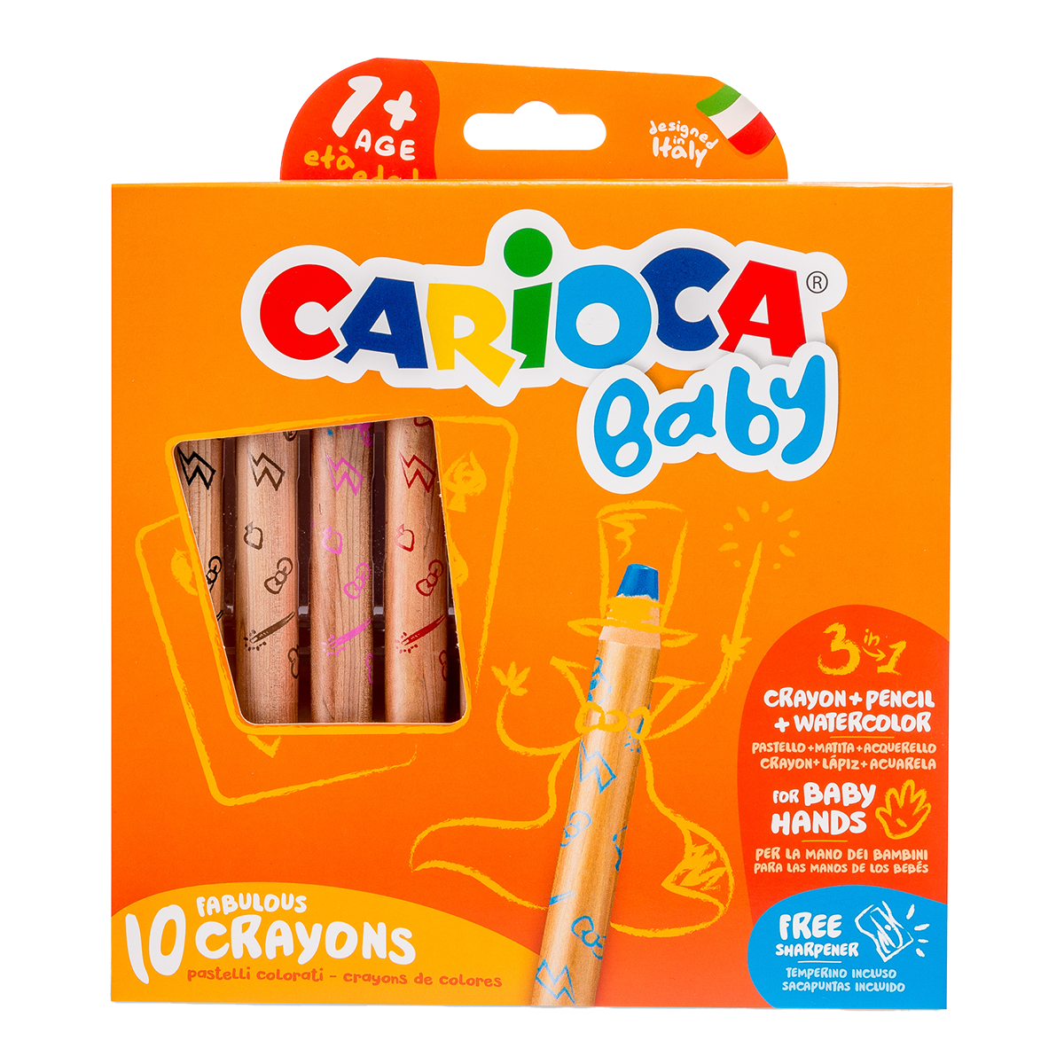 Multifunkční voskovky 3 v 1 Carioca Baby 1+, 10 ks