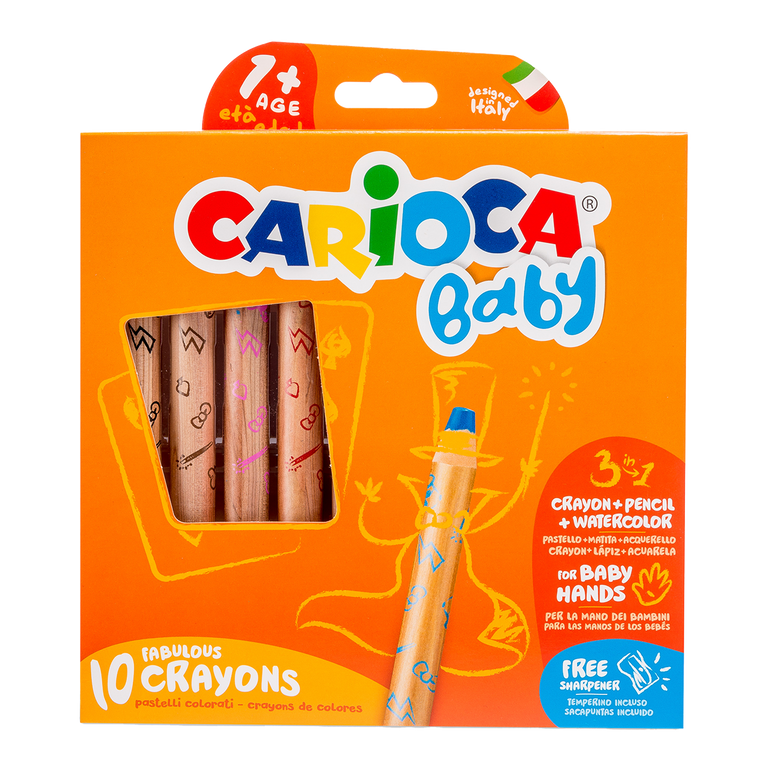 Multifunkční voskovky 3 v 1 Carioca Baby 1+, 10 ks