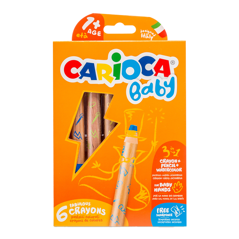 Multifunkční voskovky 3 v 1 Carioca Baby 1+, 6 ks